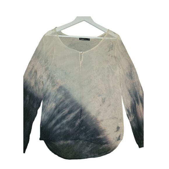 Revolve Silk Miyoshi Split Neck Gypsy Longsleeve Top Ink Gypsy 05 Small - Picture 4 of 15